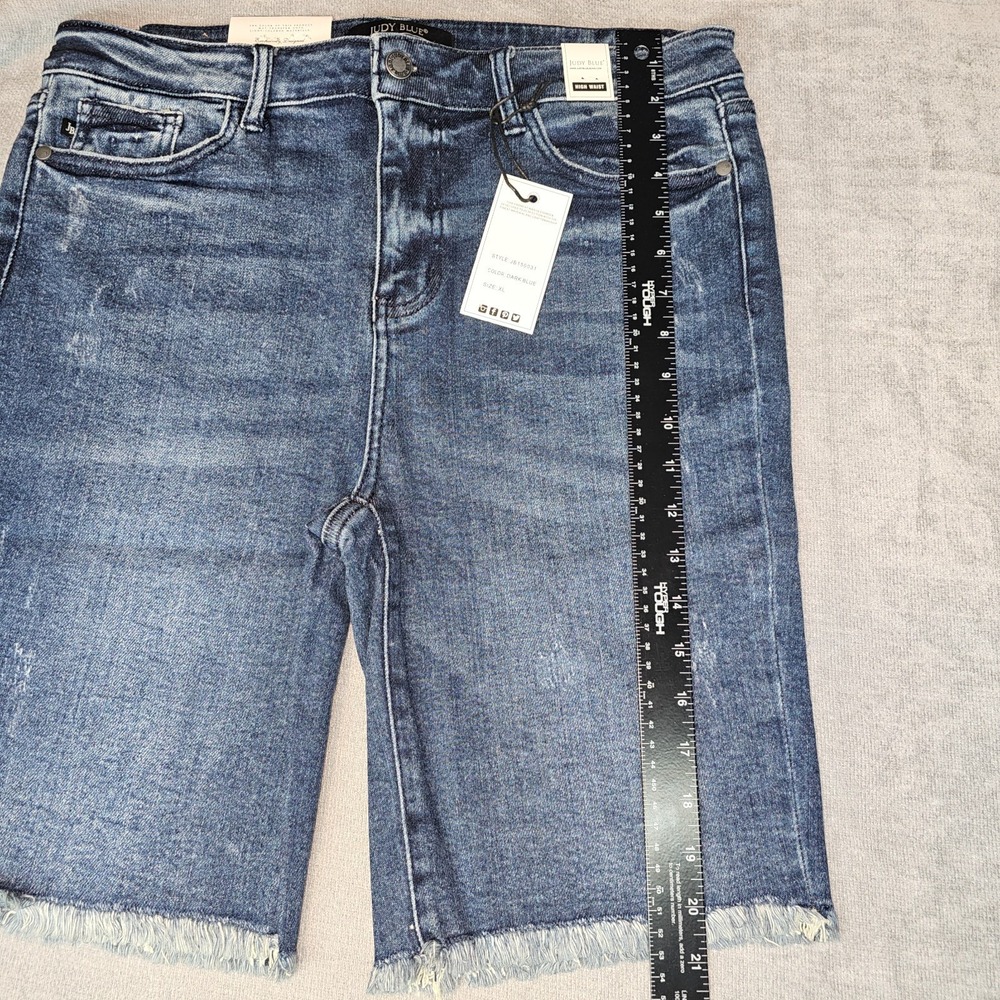 Judy Blue Womens XL Shorts High Rise Distressed Raw Hem Denim Cuttoff Stretchy - Picture 14 of 16